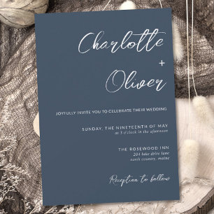 Invitación Boda de caligrafía de la Marina Minimalista modern