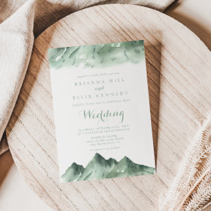 Invitación Boda de caligrafía de la región montañosa verde
