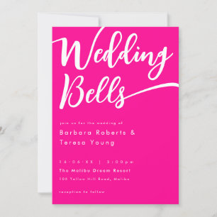 Invitación Boda de caligrafía de las campanas rosadas de moda