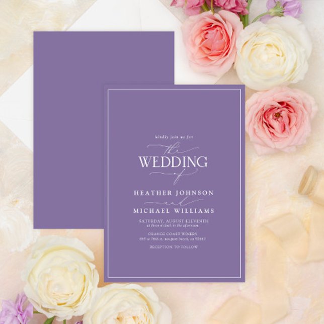 Invitación Boda de caligrafía de lavanda moderna de Lilac (Subido por el creador)