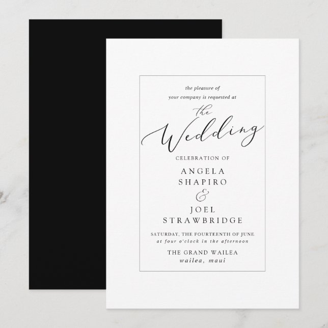 Invitación Boda de caligrafía de lujo PixDezines (Anverso / Reverso)