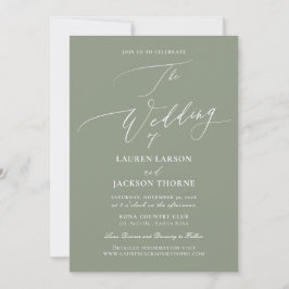 Invitación Boda de caligrafía de lujo verde Sage de ArtsApp