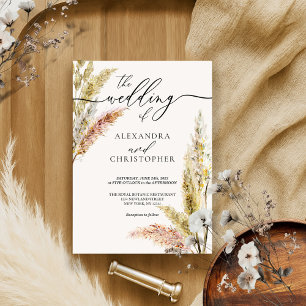 Invitación Boda de caligrafía de marca de hoja de color