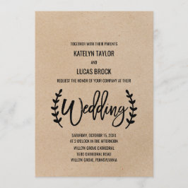 Invitación Boda de caligrafía de Moda rusa Faux Kraft