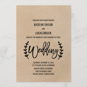 Invitación Boda de caligrafía de Moda rusa Faux Kraft