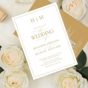Invitación Boda de caligrafía de monograma formal del código 