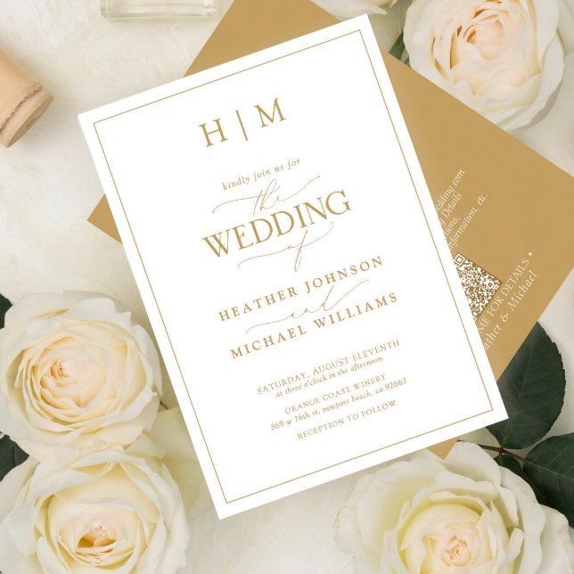 Invitación Boda de caligrafía de monograma formal del código  (Subido por el creador)