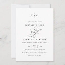 Invitación Boda de Caligrafía de Monograma Romántico