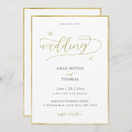 Invitación Boda de caligrafía de oro de primavera de Lily del