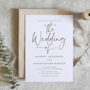 Invitación Boda de caligrafía de Taupe Hand Lettered