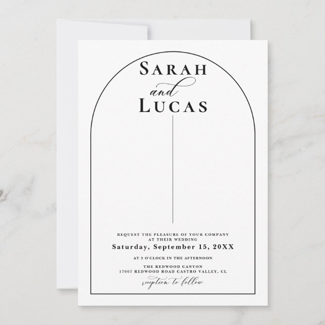 Invitación Boda de caligrafía de tipografía artística minimal (Anverso)