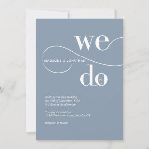 Invitación Boda de caligrafía Dusty Blue minimalista