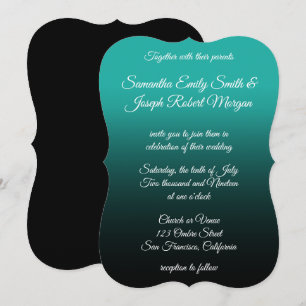 Invitación Boda de caligrafía elegante con ombre negro turque