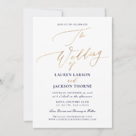 Invitación Boda de caligrafía elegante de oro falso de ArtsAp