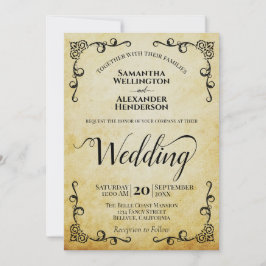 Invitación Boda de caligrafía elegante de pergamino vintage