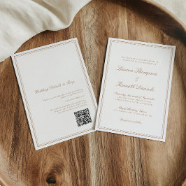 Invitación Boda de caligrafía elegante de tono claro Código Q