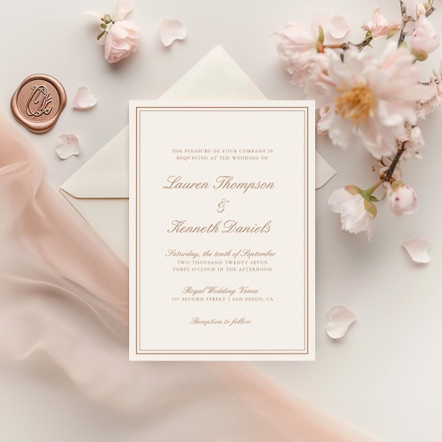 Invitación Boda de caligrafía elegante de tono claro minimali (Subido por el creador)