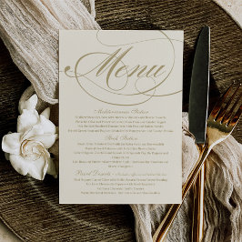 Invitación Boda de caligrafía elegante en marfil y oro