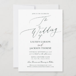 Invitación Boda de caligrafía elegante forestal verde de Arts