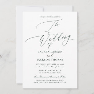 Invitación Boda de caligrafía elegante forestal verde de Arts