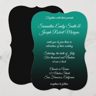 Invitación Boda de caligrafía elegante ombre verde azulado ne