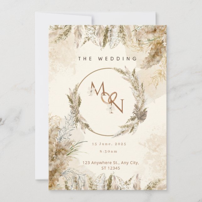 Invitación Boda de Caligrafía Elegante Personalizable  (Anverso)