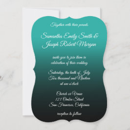 Invitación Boda de caligrafía elegante turquesa de color negr