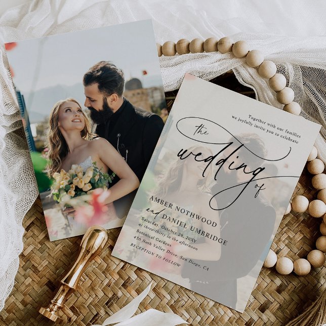 Invitación Boda de caligrafía elegante y moderna de fotografí (Subido por el creador)