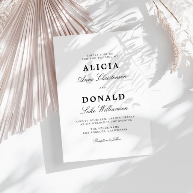 Invitación boda de caligrafía en blanco y negro (Subido por el creador)