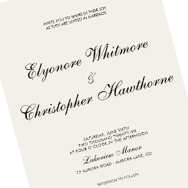 Invitación Boda de Caligrafía en Marfil Clásico Atemporal