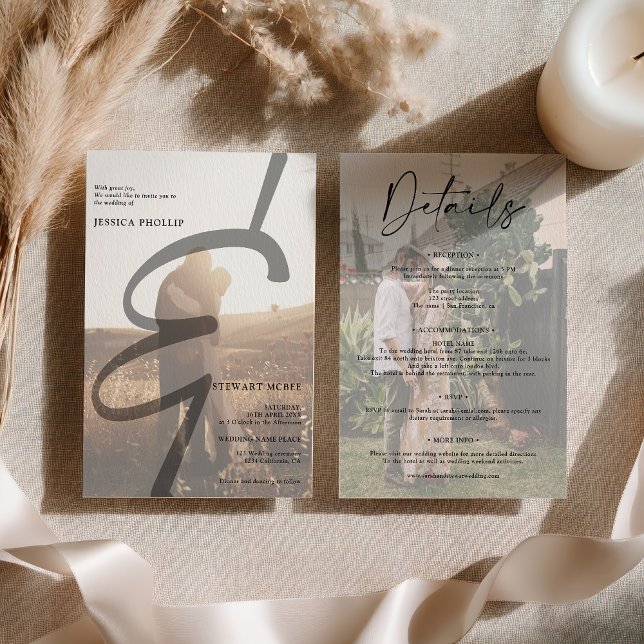 Invitación Boda de caligrafía en negrita moderna (Modern bold all in one calligraphy wedding invitation)