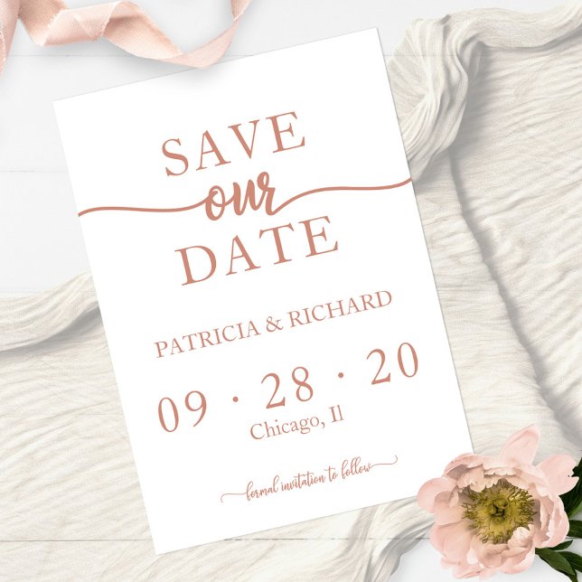 Invitación Boda de Caligrafía en Rosa Dorado Save The Date (Subido por el creador)