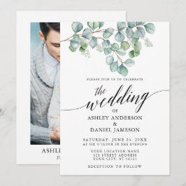 Invitación Boda de caligrafía Eucalyptus Greenery Photo