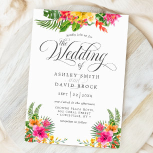 Invitación Boda de caligrafía floral de Hibiscus