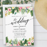 Invitación Boda de caligrafía floral tropical acuática<br><div class="desc">Guión moderno de caligrafía,  acuarela Tropical Floral Greenery Invitación a la boda.</div>