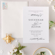 Boda de caligrafía formal en blanco y negro