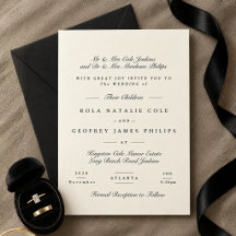 Boda de Caligrafía Formal Negro y Crema