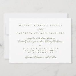 Invitación Boda de Caligrafía Formal Verde Musgo
