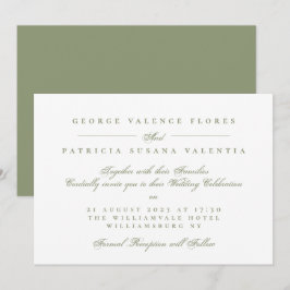 Invitación Boda de Caligrafía Formal Verde Musgo