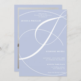 Invitación Boda de caligrafía fotográfica azul del guión