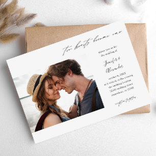 Invitación Boda de Caligrafía Fotográfica de Dos Corazones