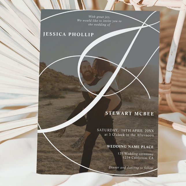 Invitación Boda de caligrafía fotográfica en blanco de guione (Subido por el creador)