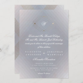 Invitación Boda de caligrafía gris vintage de oro de deceno c