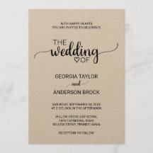 Boda de caligrafía Kraft simple