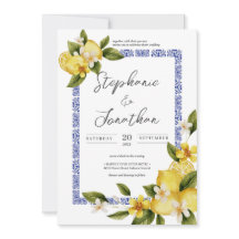 Boda de caligrafía limón de color azul de Italia