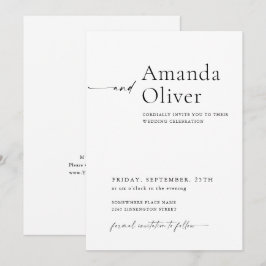Invitación Boda de Caligrafía Minimalista Elegante