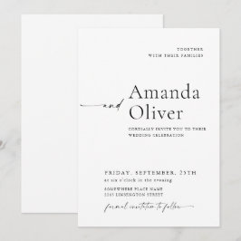 Invitación Boda de Caligrafía Minimalista Elegante