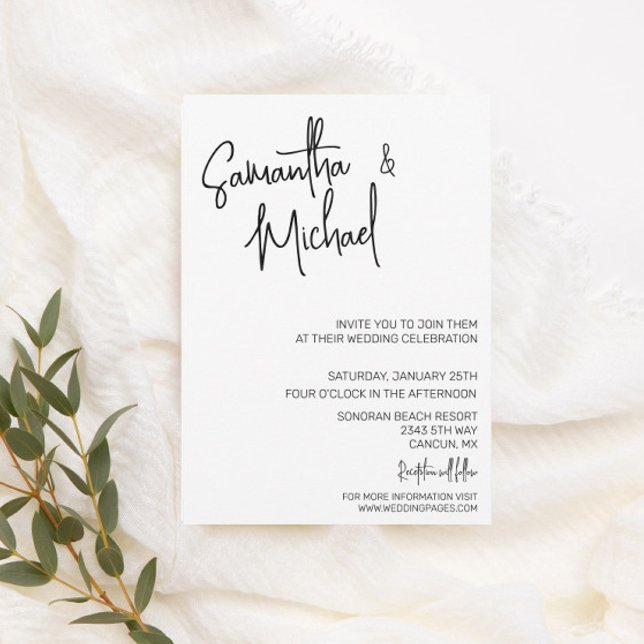 Invitación Boda de caligrafía minimalista simple mínimo (Subido por el creador)