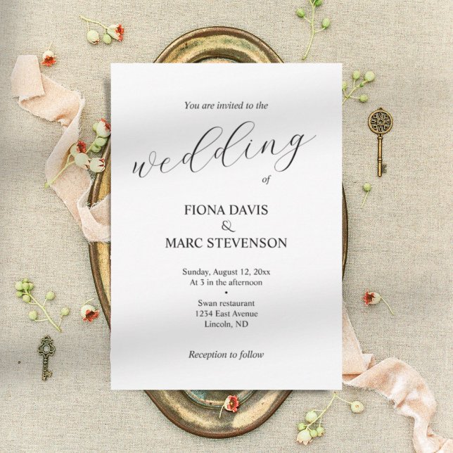 Invitación Boda de caligrafía minimalista simple y elegante (Subido por el creador)