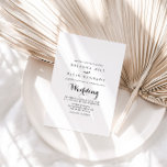 Invitación Boda de caligrafía moderna<br><div class="desc">Esta moderna invitación a la boda caligráfica es perfecta para un boda rústico. El diseño,  sencillo y elegante,  presenta una tipografía de escritura clásica y elegante en blanco y negro.</div>